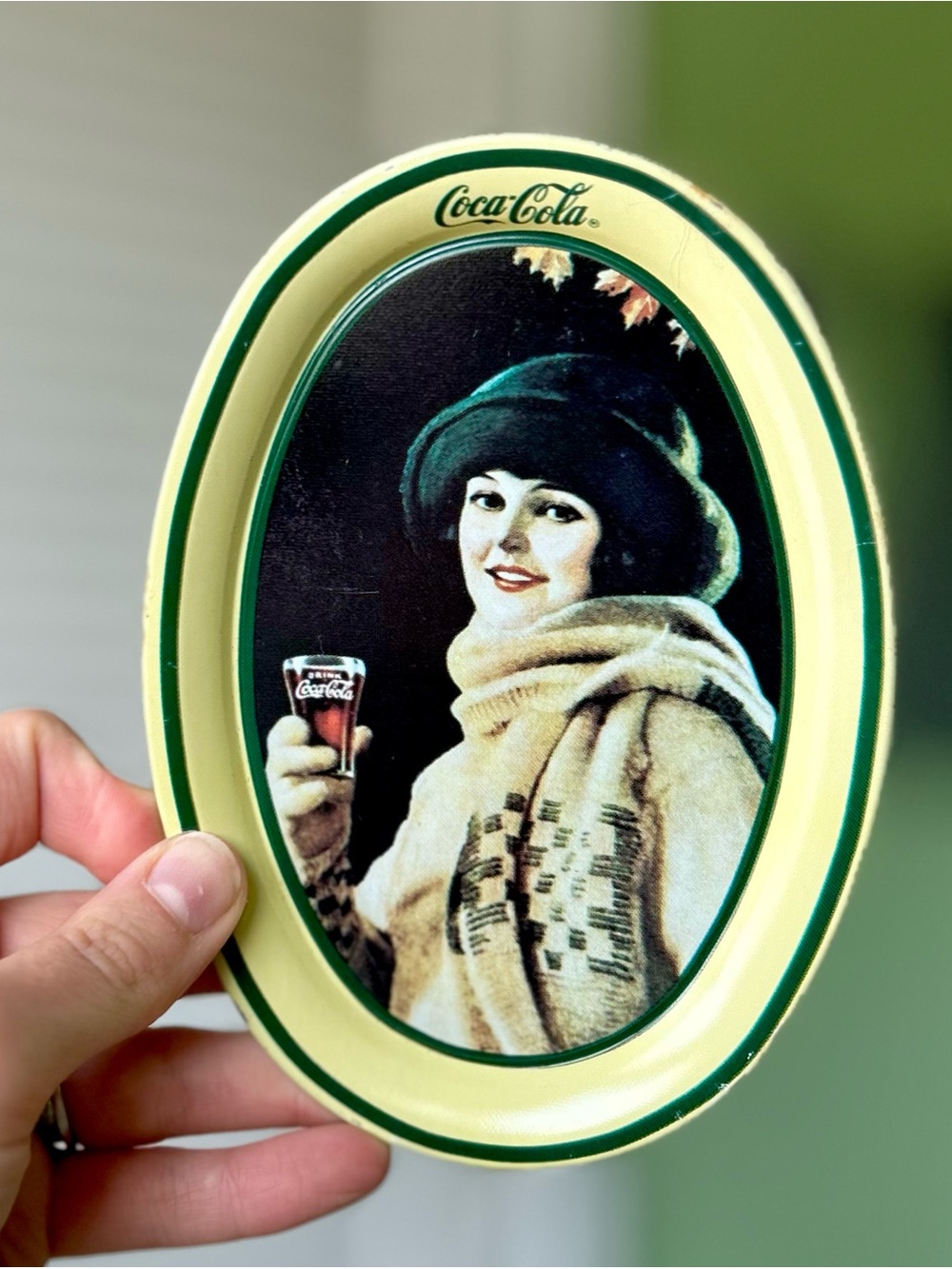 Vintage Coca-Cola Mini Tin Tray with Woman Holding a Coca-Cola Glass